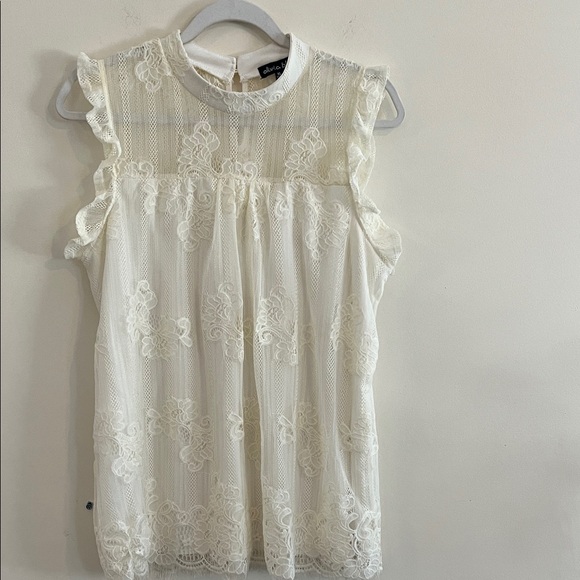 Olivia Blu Tops - Olivia Blue‎ Vintage Lace Cream Floral Victorian Ruffle xl boho bohemian
